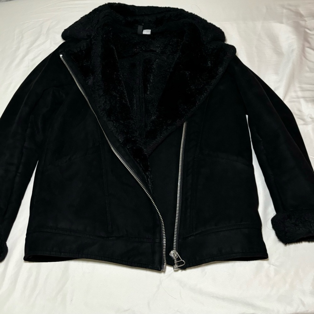 Divided Black Teddy Jacket with Faux Fur